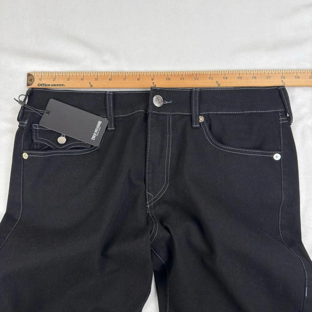True Religion Ricky Flap SN Black Jeans Mens 34x30 (Fit 36x29) Straight Leg NEW